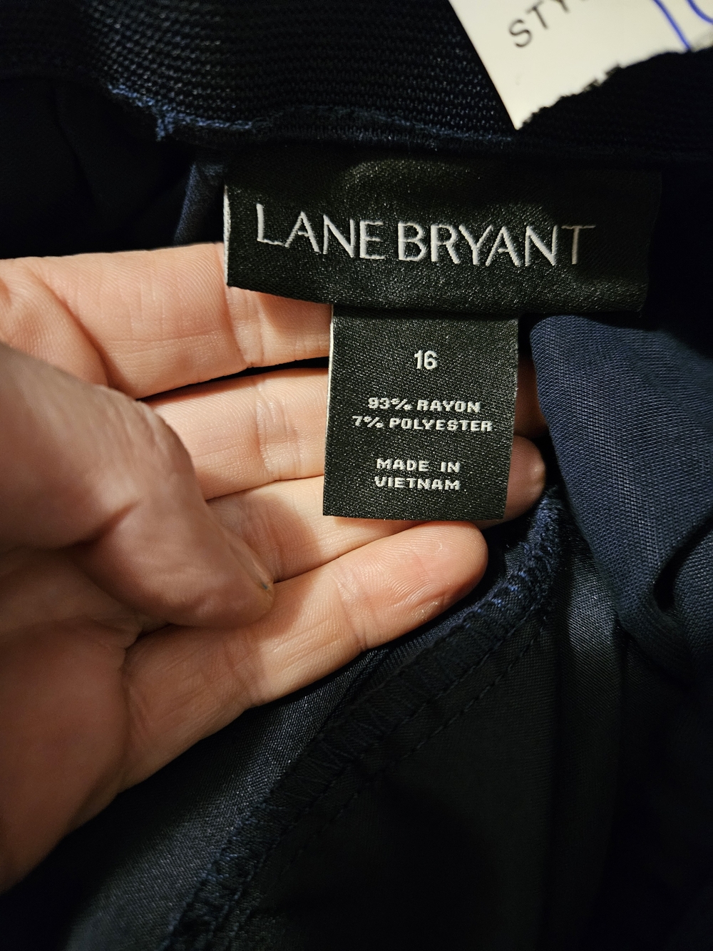 Lane Bryant Navy Paperbag Tie-Waist Wide Leg Pants - Picture 6 of 7